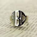 Silver block monogram ring product view