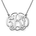 Silver round monogram necklace with personalised initials