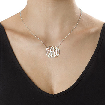 Silver Celebrity Style Monogram Necklace Silver Celebrity Style Monogram Necklace