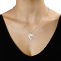 Silver couples breakable heart necklace detail view