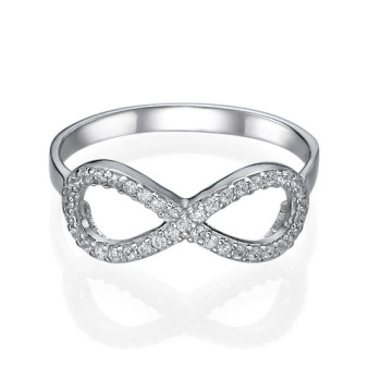 Silver Cubic Zirconia Encrusted Infinity Ring Silver Cubic Zirconia Encrusted Infinity Ring