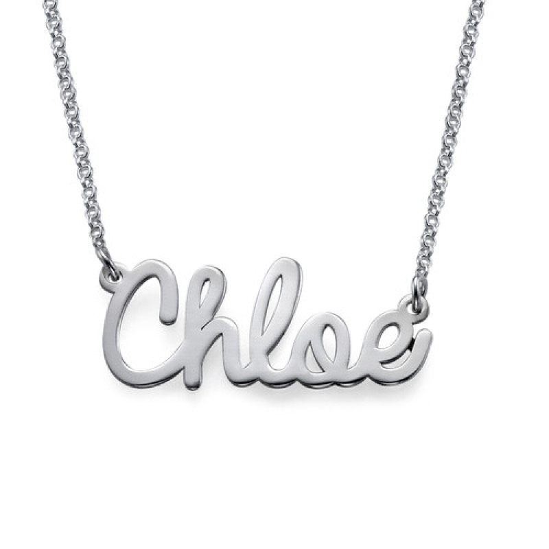 Silver cursive personalised name necklace