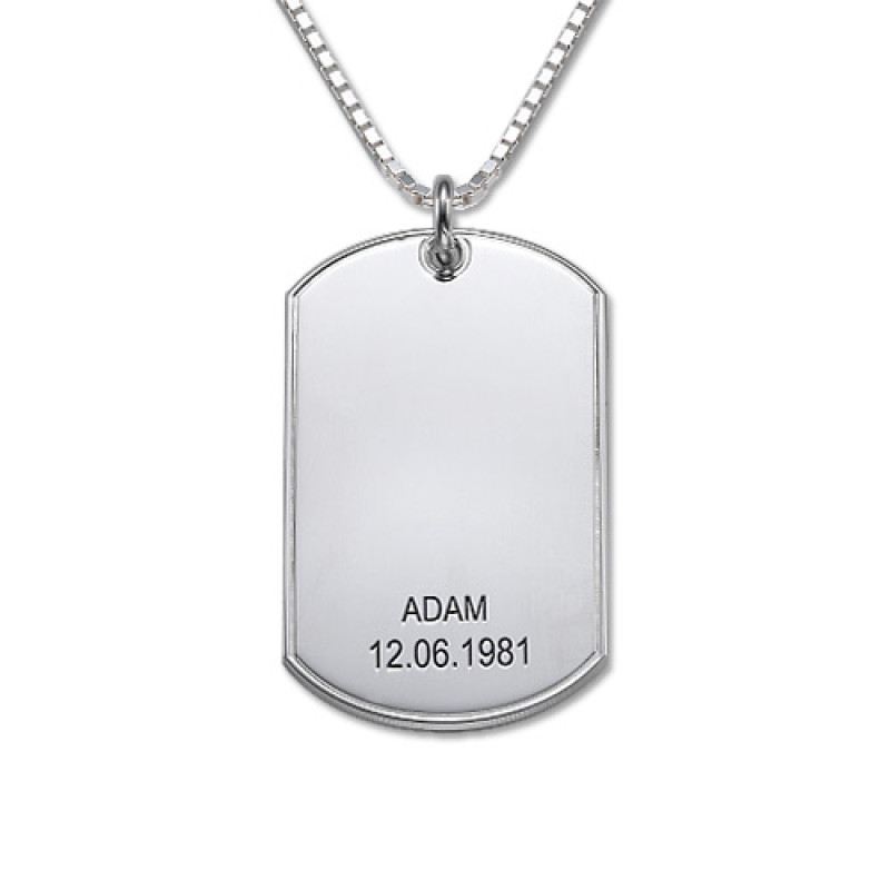 Silver Script Font Dog Tag Necklace Silver Script Font Dog Tag Necklace in sterling silver with bead chain