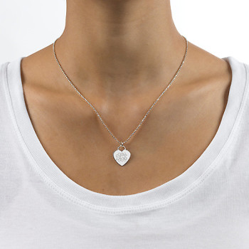 Silver Engraved Monogram Initials Heart Pendant Silver Engraved Monogram Initials Heart Pendant