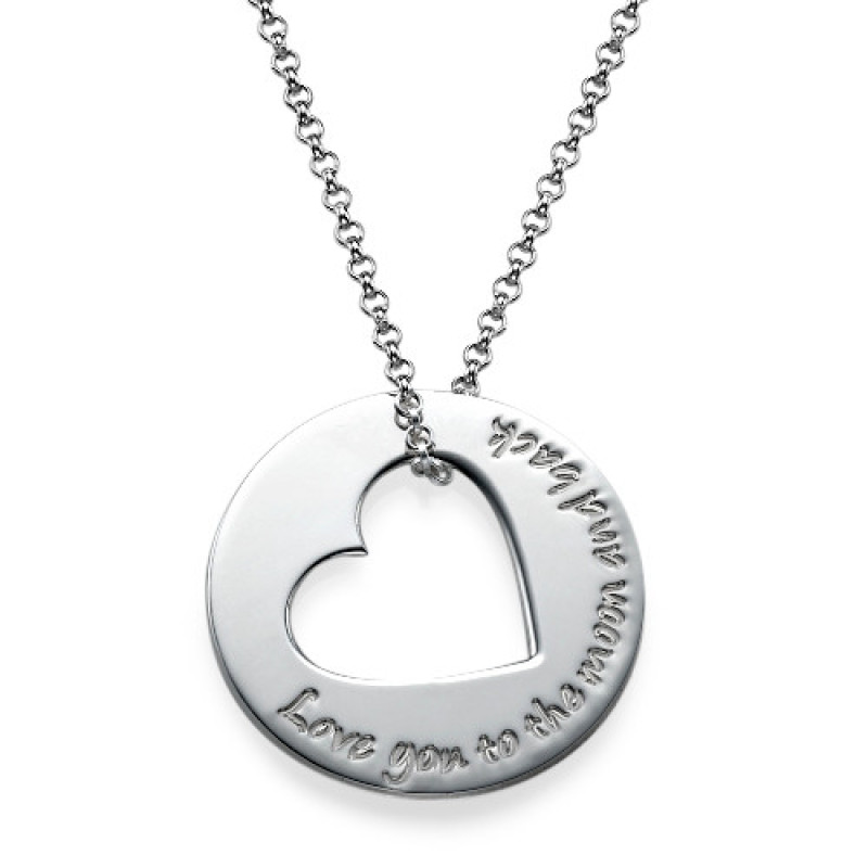 Silver Engraved Necklace with Heart Cut Out Silver engraved necklace with heart cut-out