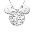 Sterling silver family tree necklace with personalised engraved discs