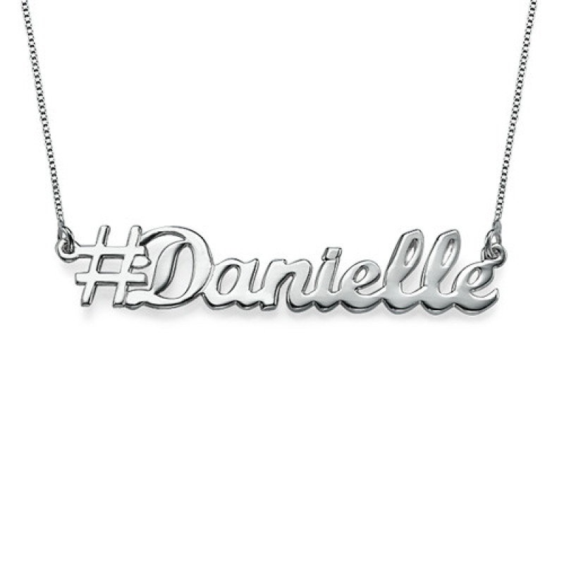 Silver Hashtag Necklace Personalised silver hashtag necklace