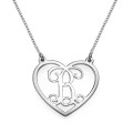 Silver Heart Initials Necklace Personalised silver heart initials necklace