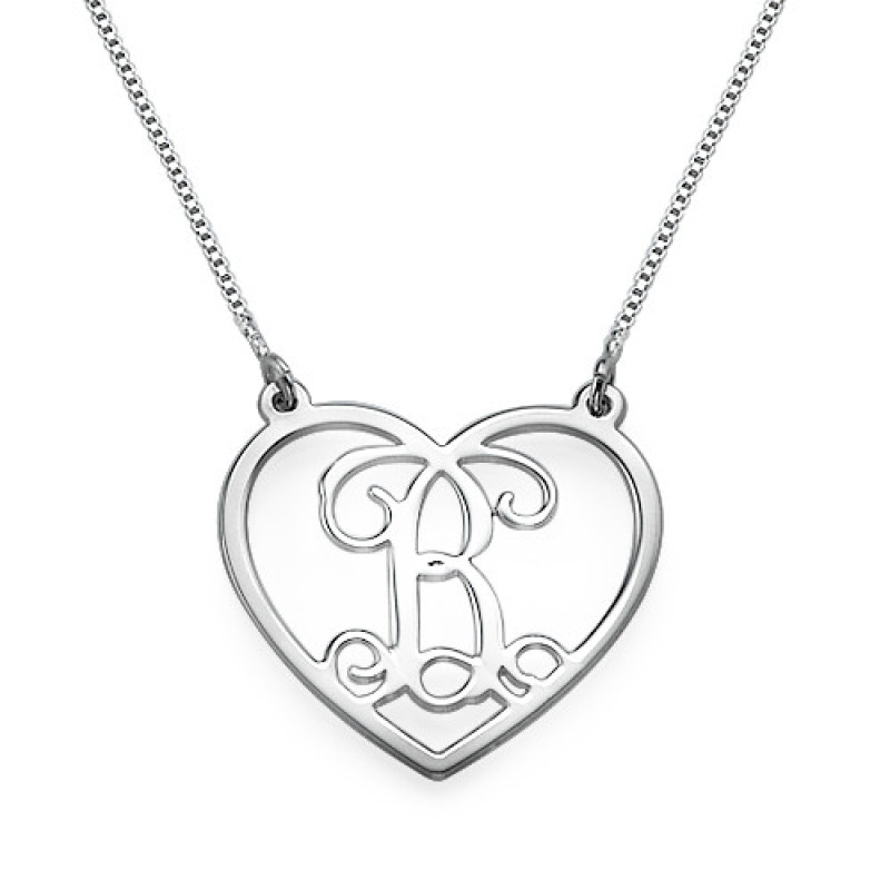 Silver Heart Initials Necklace Personalised silver heart initials necklace