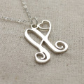 Silver Initial Heart Necklace Silver initial heart necklace
