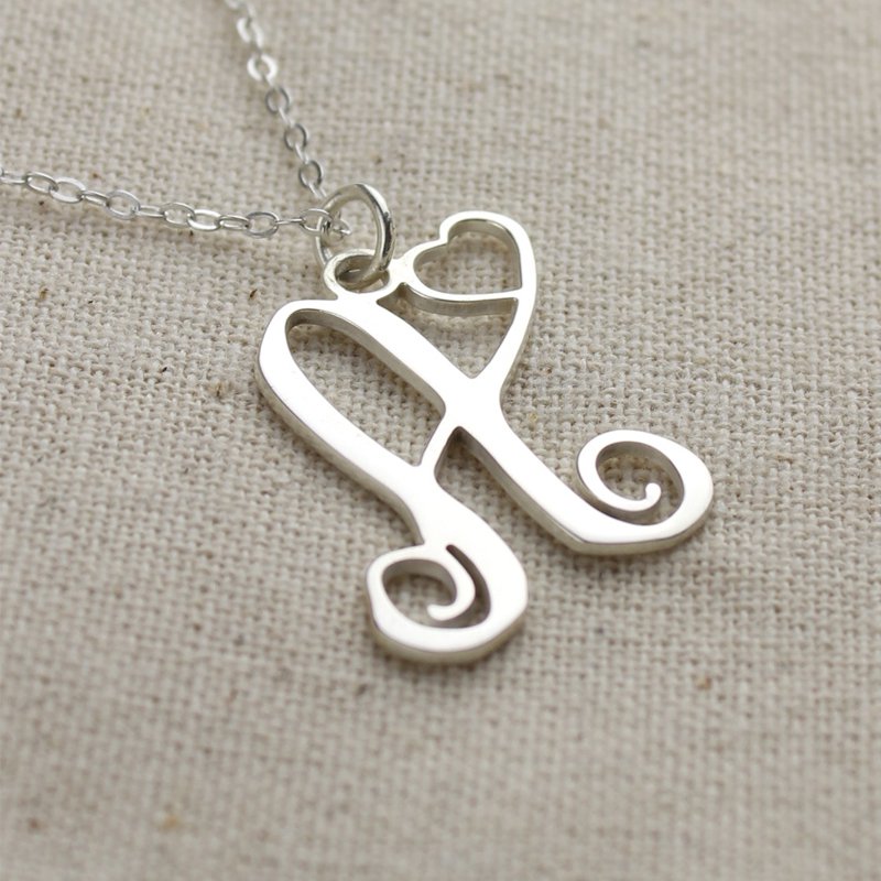 Silver Initial Heart Necklace Silver initial heart necklace