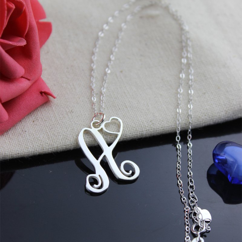 Silver Initial Letter Necklace Silver initial letter necklace