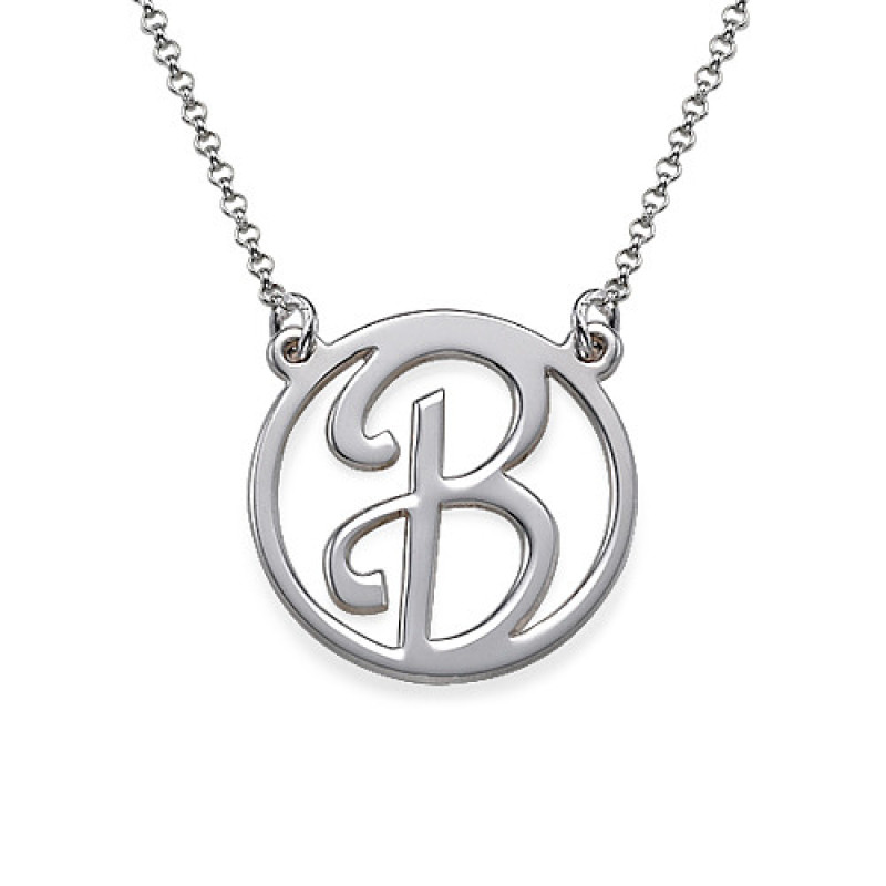 Silver Initial Pendant Necklace Silver cut-out initial pendant necklace