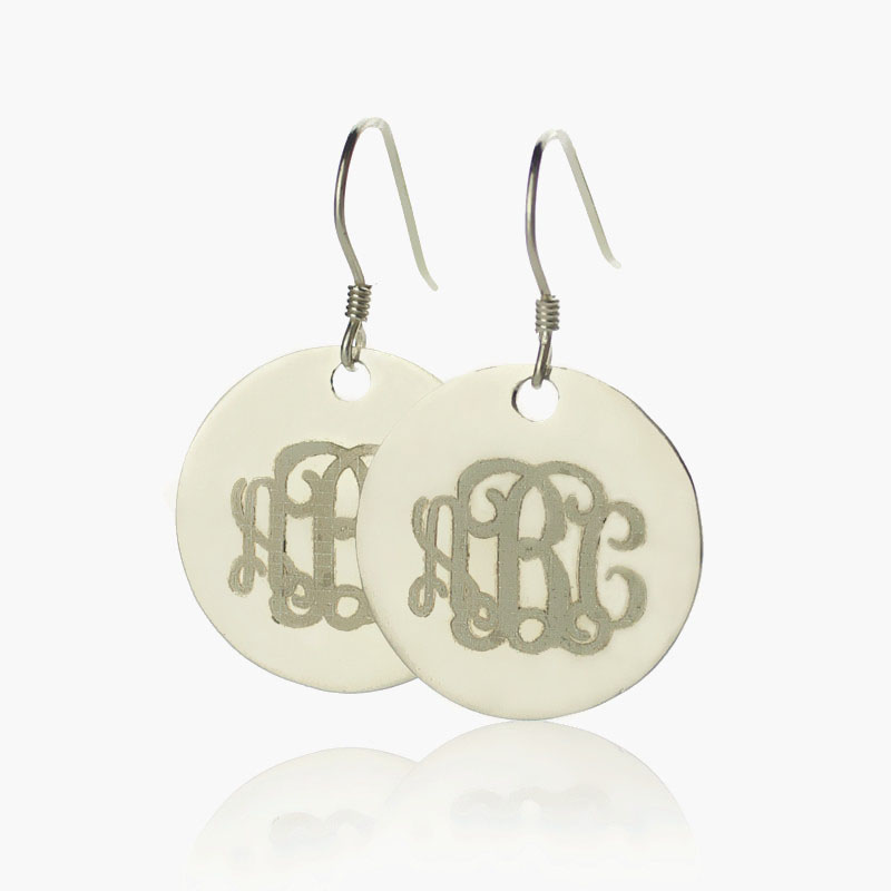 Personalised disc signet monogram earrings