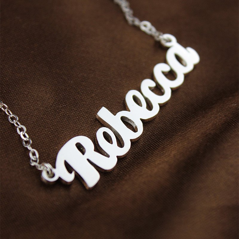 Personalised sterling silver name plate necklace