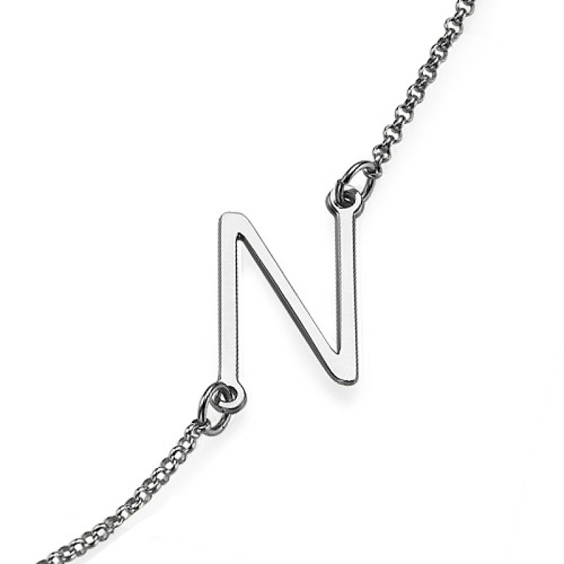 Silver Side Initial Necklace Silver Side Initial Necklace with a sideways letter pendant