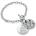 Silver Tree of Life filigree bracelet with personalised discs