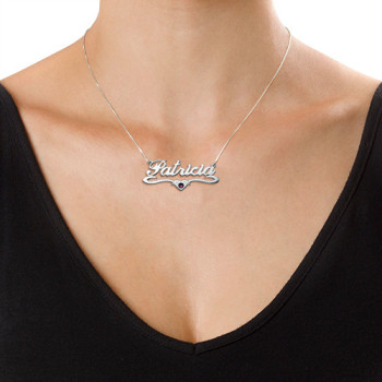 Silver and Swarovski Middle Heart Name Necklace Silver and Swarovski Middle Heart Name Necklace