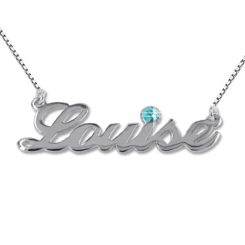 Silver and Swarovski Crystal Name Necklace Personalised silver Swarovski crystal name necklace