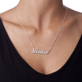 Silver and Swarovski Crystal Name Necklace Silver and Swarovski Crystal Name Necklace