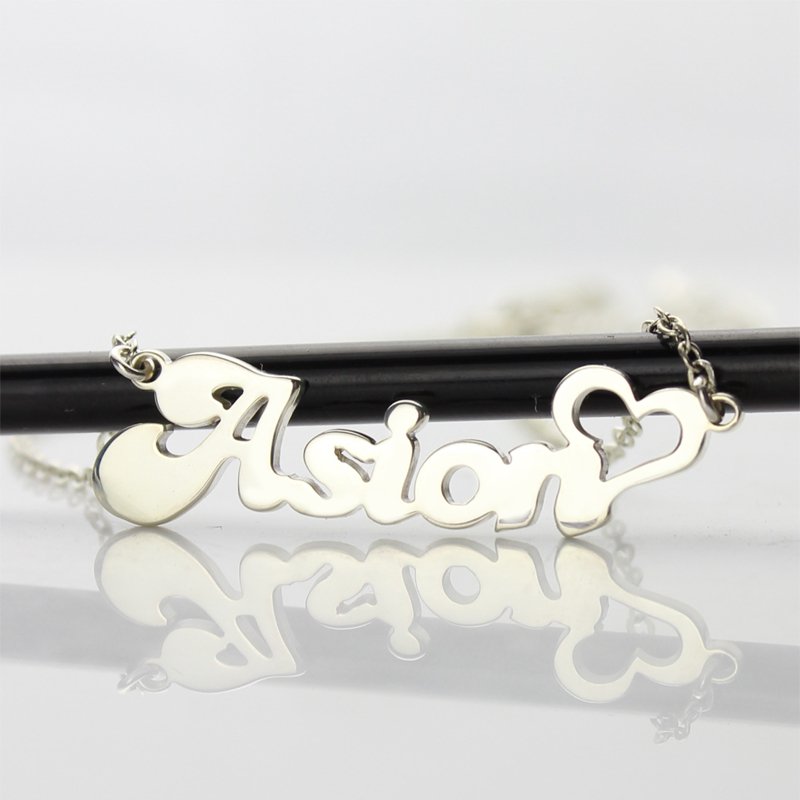 Silver personalised love name necklace pendant