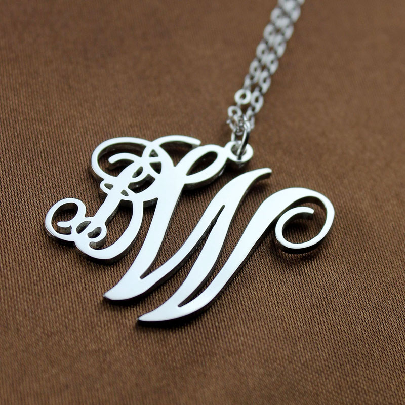 Silver necklace with two initials