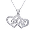 Silver Couples Hearts Initial Pendant Personalised sterling silver couples two hearts initial pendant necklace