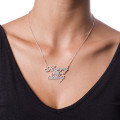 Silver Two Names Heart Pendant Silver personalised two-name heart pendant necklace