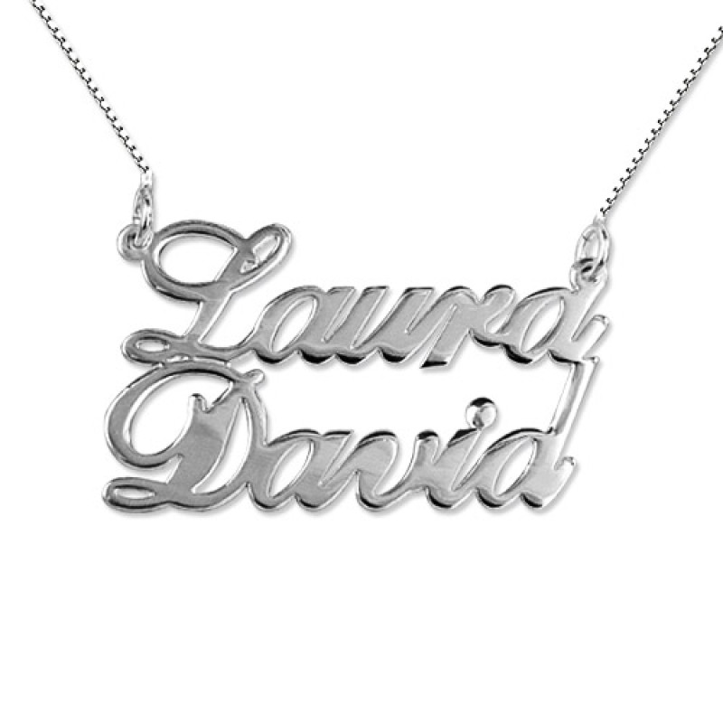 Silver Two Name Pendant Necklace Personalised Silver Two Name Pendant Necklace