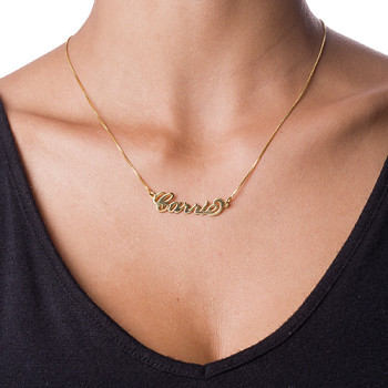 Small 18ct Gold-Plated Silver Carrie Name Necklace Small 18ct Gold-Plated Silver Carrie Name Necklace