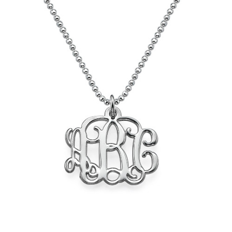 Small sterling silver monogram necklace
