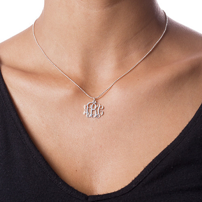 Small sterling silver monogram necklace