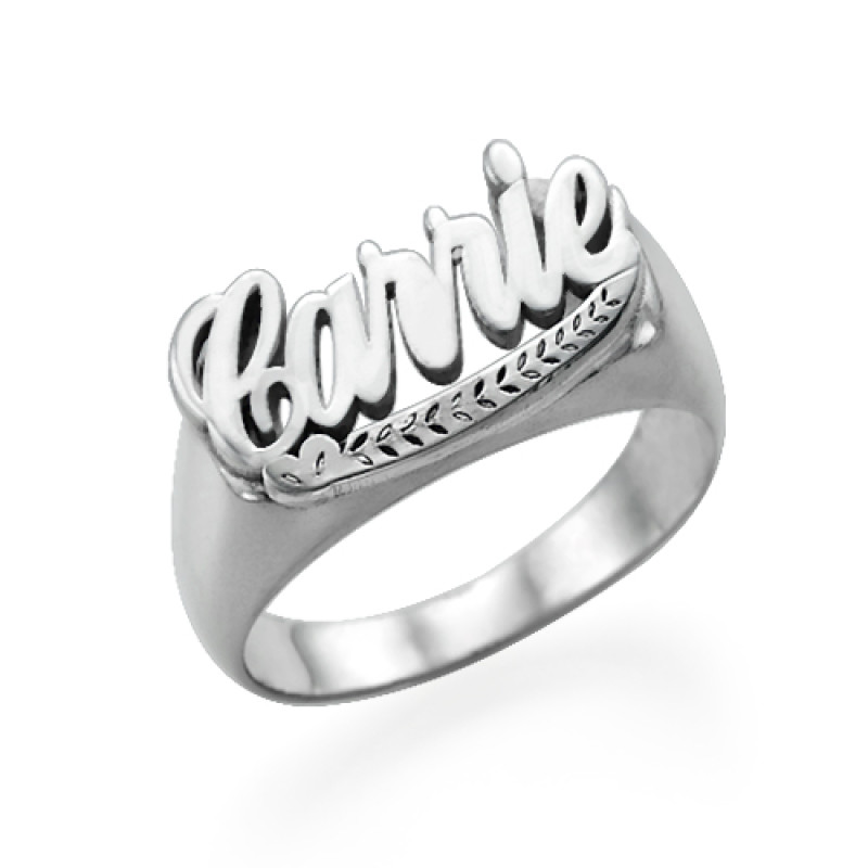 Sterling silver Carrie personalised name ring