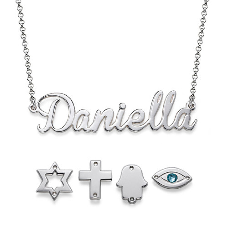 Sterling Silver Charm Name Necklace Sterling silver charm name necklace
