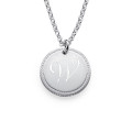 Sterling silver circle initial necklace with personalised letter pendant