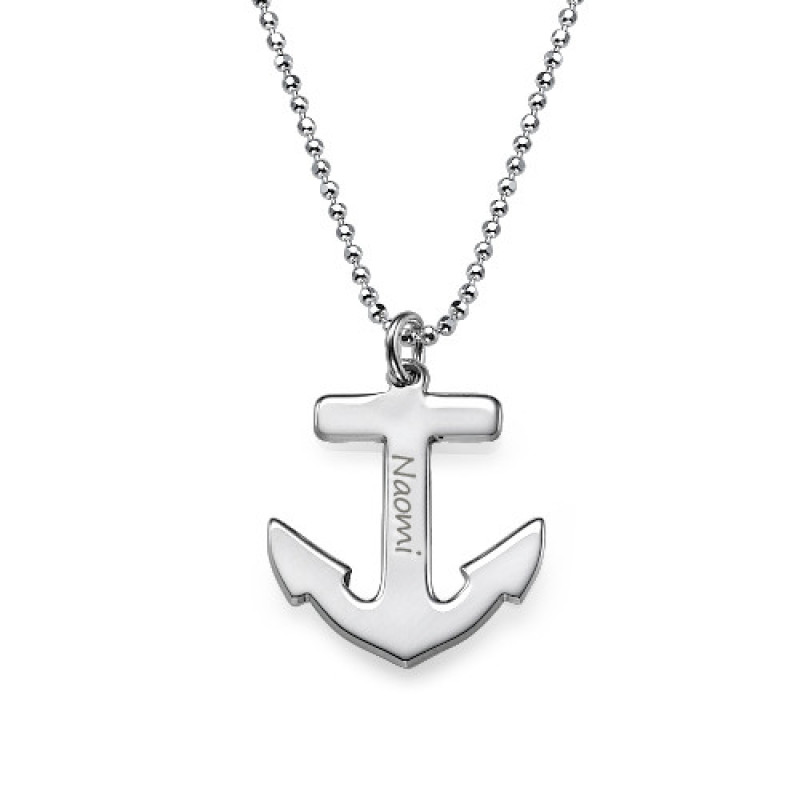 Sterling Silver Engraved Anchor Necklace Sterling silver engraved anchor pendant necklace