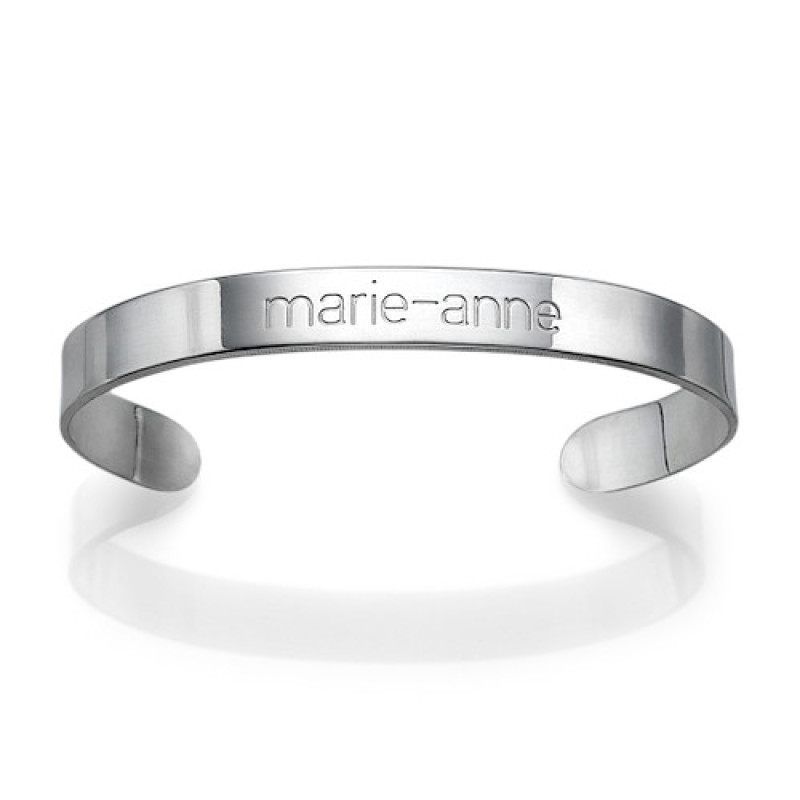 Engraved sterling silver cuff bracelet