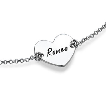 Sterling Silver Engraved Heart Couples Bracelet/Anklet Sterling Silver Engraved Heart Couples Bracelet/Anklet