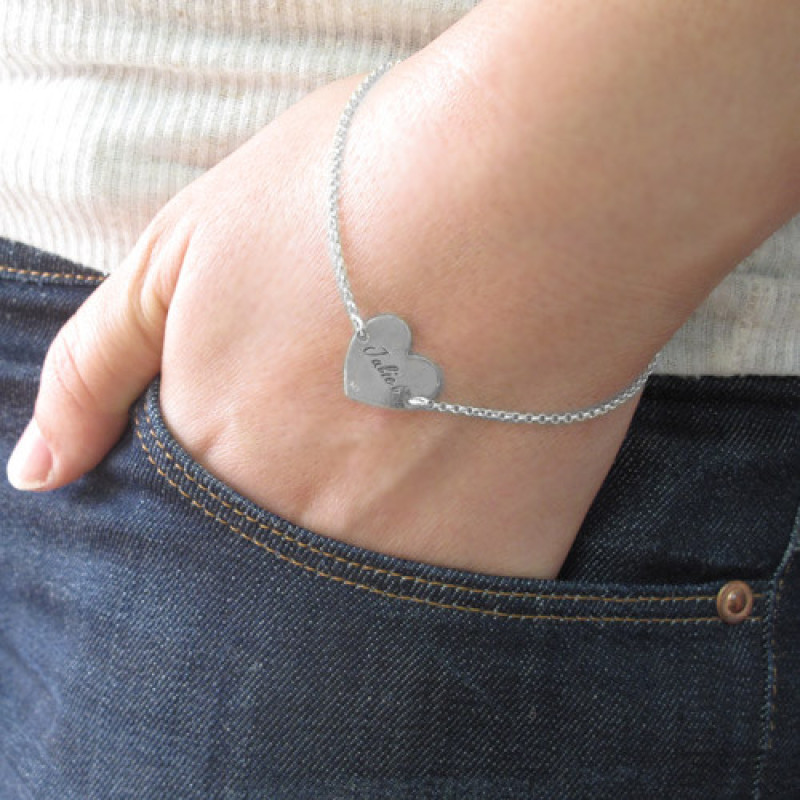 Personalised Heart Couples Bracelet Personalised heart pendant couples bracelet