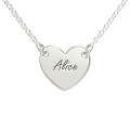 Sterling silver engraved heart necklace with personalised heart pendant