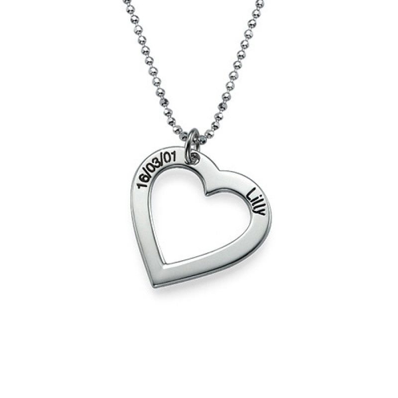 Sterling Silver Engraved Heart Necklace Sterling silver engraved heart necklace