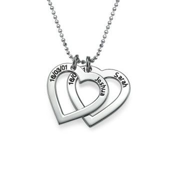 Sterling Silver Engraved Heart Necklace-One Pendant/Two Pendants/More Pendants Sterling Silver Engraved Heart Necklace-One Pendant/Two Pendants/More Pendants
