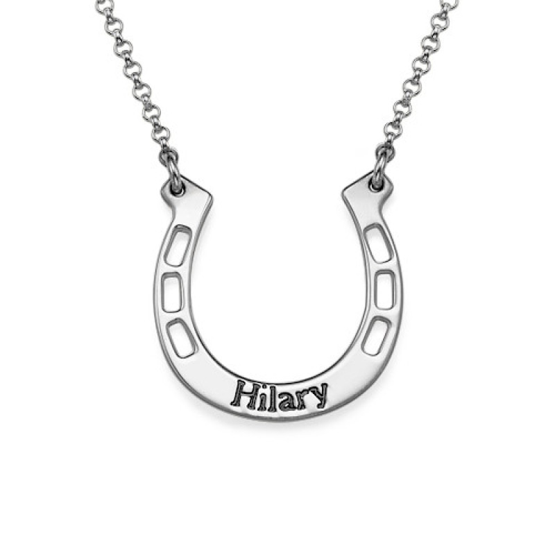 Sterling Silver Engraved Horseshoe Necklace Engraved sterling silver horseshoe necklace