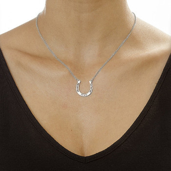 Sterling Silver Engraved Horseshoe Necklace	