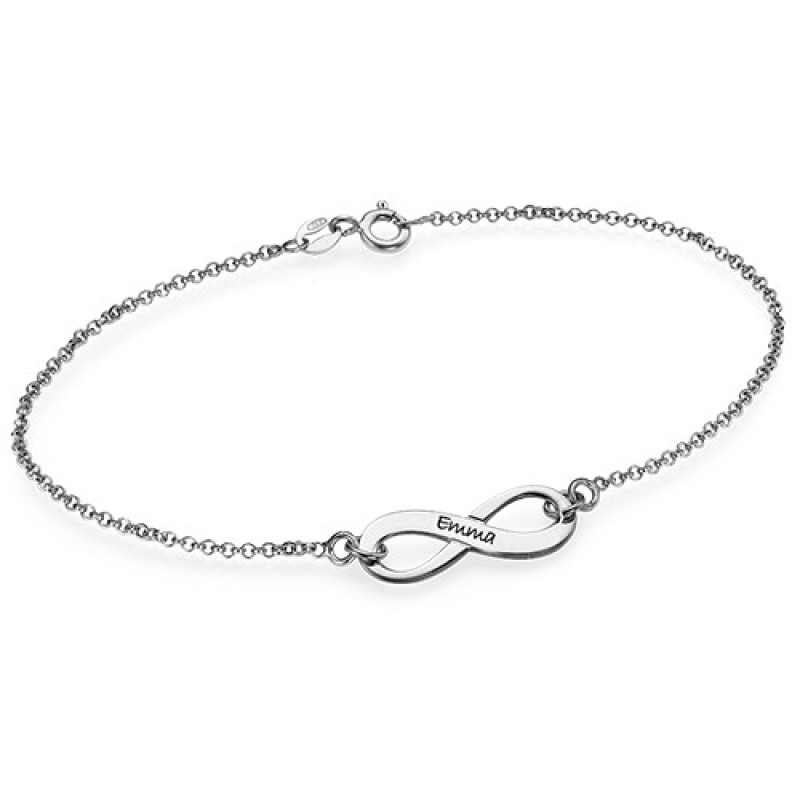 Sterling Silver Engraved Infinity Bracelet or Anklet Engraved sterling silver infinity bracelet or anklet with personalised name detail
