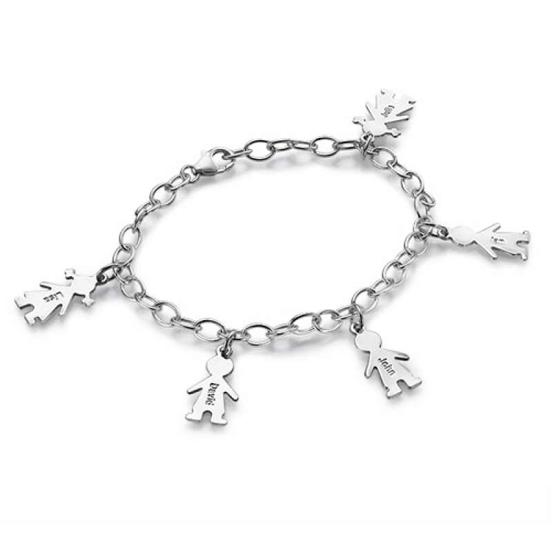 Engraved Kids Bracelet with Name Pendants Engraved kids bracelet with personalised name pendants