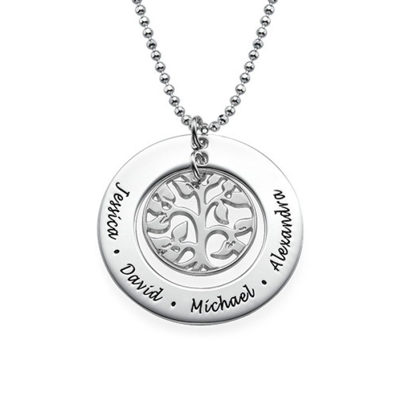 Silver Family Tree Necklace Silver family tree necklace for personalised family name engraving