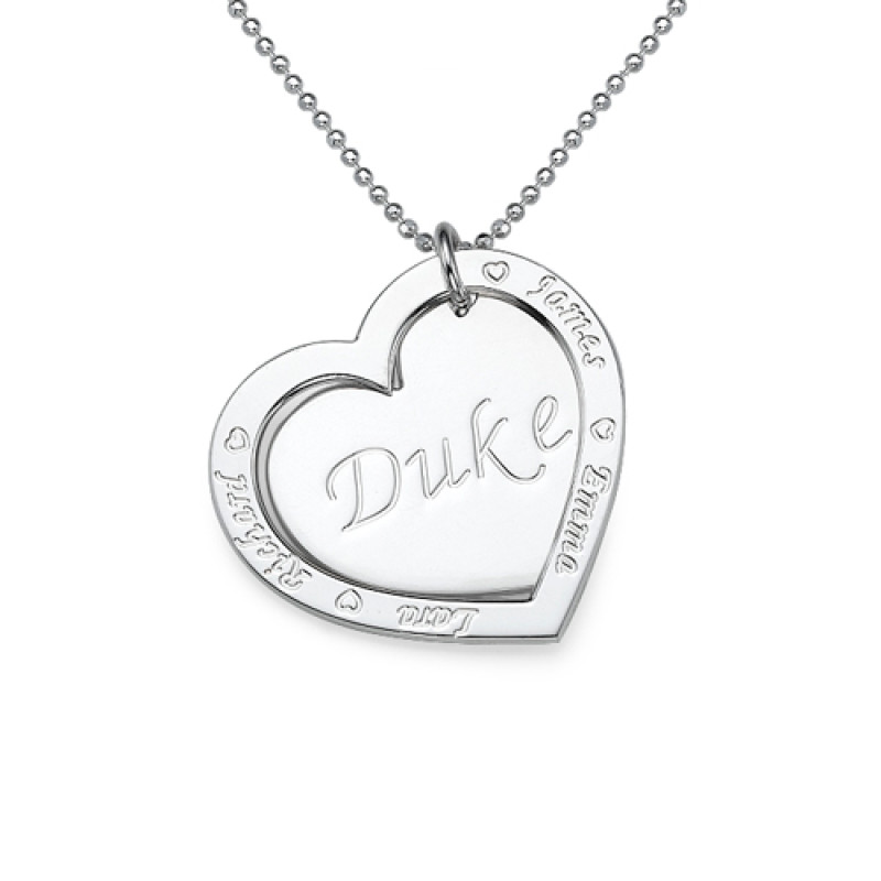 Sterling Silver Family Heart Necklace Personalised sterling silver family heart necklace with engraved heart pendants