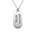 Sterling silver personalised ID tag necklace on a Rollo chain