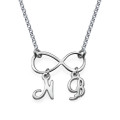 Personalised infinity necklace with two initial charms